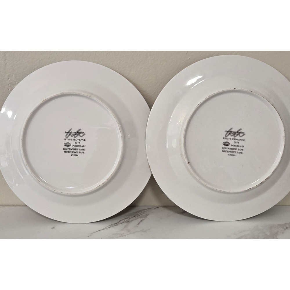 American Atelier Petite Provence 5074 Rooster Salad Plates Set of 2 Porcelain - Picture 2 of 5